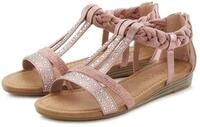 LASCANA Sommerschuh, Sandalette Sandale mit Glitzersteinen und kleinem Keilabsatz im
