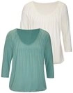 LASCANA 3/4-Arm-Shirt mit zarter Raffung am Ausschnitt (2er-Pack) aus...