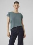 T-Shirt VERO MODA "VMAVA PLAIN SS TOP JRS NOOS", Damen, Gr. XS, blau (north