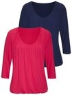 LASCANA 3/4-Arm-Shirt mit zarter Raffung am Ausschnitt (2er-Pack) aus...