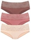 Vivance by Lascana Slip (3er-Pack) aus elastischer Baumwolle mit floraler Spitze