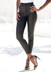 LASCANA Lederimitathose in Slim-fit-Form und hohem Bund mit sichtbarer...