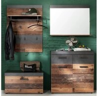 trendteam Garderoben-Set Garderoben-Set Indy, Old Used Wood / Matera grau, 4-teilig,