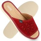 filsko Zafra Damen Hausschuh Veloursleder mit Blumenmuster, offene Pantoletten,