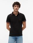Poloshirt TOMMY HILFIGER "TIPPED SLIM FIT POLO", Herren, Gr. S, schwarz, Jersey,