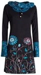 Vishes Jerseykleid Blumen-Kleid Langarm-Shirtkleid Schal-Kleid Baumwollkleid Goa,