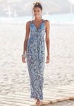 LASCANA Maxikleid mit verstellbarem Ausschnitt und gesmokter Taille, Jerseykleid