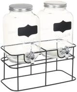 vidaXL Getr&auml;nkespender, 2 Stk. mit St&auml;nder 2 x 4 L Glas