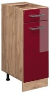 Vicco Unterschrank R-Line, Rot Hochglanz/Goldkraft Eiche, 30 cm ohne...