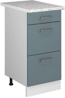 Vicco Unterschrank R-Line, Blau-Grau/Wei&szlig;, 40 cm mit Schubladen, AP Marmor...