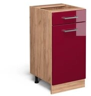 Vicco Unterschrank R-Line, Rot Hochglanz/Goldkraft Eiche, 40 cm ohne...