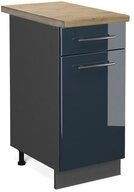 Vicco Unterschrank Fame-Line, Dunkelblau Hochglanz/Anthrazit, 40 cm, AP Eiche...
