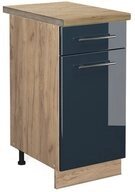 Vicco Unterschrank Fame-Line, Dunkelblau Hochglanz/Goldkraft Eiche, 40 cm, AP...