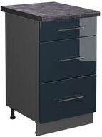 Vicco Unterschrank Fame-Line, Dunkelblau Hochglanz/Anthrazit, 50 cm, AP...