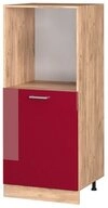 Vicco Herdumbauschrank R-Line, Rot Hochglanz/Goldkraft Eiche, 60 cm (1-St)