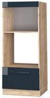 Vicco Mikrowellenumbauschrank Fame-Line, Dunkelblau Hochglanz/Goldkraft Eiche,...