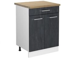 Vicco Unterschrank R-Line, Schwarz Beton/Wei&szlig;, 60 cm AP Eiche (1-St)