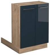 Vicco Unterschrank Fame-Line, Dunkelblau Hochglanz/Goldkraft Eiche, 60 cm ohne