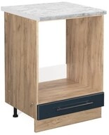 Vicco Herdumbauschrank Fame-Line, Dunkelblau Hochglanz/Goldkraft Eiche, 60 cm,...