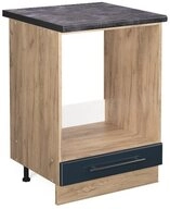 Vicco Herdumbauschrank Fame-Line, Dunkelblau Hochglanz/Goldkraft Eiche, 60 cm,...