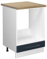 Vicco Herdumbauschrank Fame-Line, Dunkelblau Hochglanz/Wei&szlig;, 60 cm, AP Eiche...
