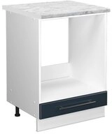Vicco Herdumbauschrank Fame-Line, Dunkelblau Hochglanz/Wei&szlig;, 60 cm, AP Marmor...