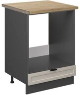 Vicco Herdumbauschrank Fame-Line, GrauBeige/Anthrazit, 60 cm, AP Eiche (1-St)