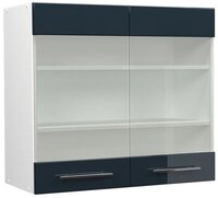 Vicco Glash&auml;ngeschrank Fame-Line, Dunkelblau Hochglanz/Wei&szlig;, 80 cm (1-St)