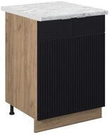 Vicco Unterschrank Fame-Line, Schwarz gestreift/Goldkraft Eiche, 60 cm, AP...