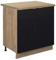 Vicco Unterschrank Fame-Line, Schwarz gestreift/Goldkraft Eiche, 80 cm mit...