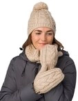 Eisb&auml;r Strickm&uuml;tze (Pompon) Afra Damen - sandsteinbraun - 1 St&uuml;ck
