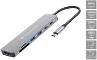 Conceptronic Laptop-Dockingstation DONN28G, 7-in-1 USB-C Dockingstation mit 4K HDMI,