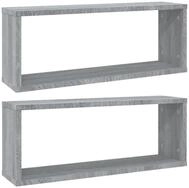vidaXL Regal W&uuml;rfelregale 2 Stk. Grau Sonoma 60x15x23 cm Holzwerkstoff, 2-tlg.