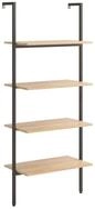 vidaXL B&uuml;cherregal, Leiterregal mit 4 B&ouml;den Hellbraun und Schwarz 64x35x152,5...