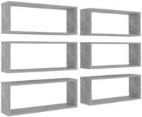 vidaXL Wandregal, W&uuml;rfelregale 6 Stk. Betongrau 60x15x23 cm Holzwerkstoff