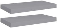 vidaXL Wandregal, Schweberegale 2 Stk. Grau 50x23x3,8 cm MDF