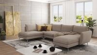 S-Style M&ouml;bel Wohnlandschaft Benita mit Silber Metall F&uuml;&szlig;en, Ottomane links oder