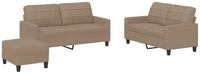 vidaXL Sofa 3-tlg. Sofagarnitur mit Kissen Cappuccino-Braun Kunstleder