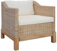 vidaXL Sofa, 2-tlg. Sofagarnitur mit Kissen Natur Rattan