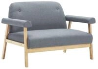 vidaXL Sofa 2-Sitzer-Sofa Stoff Hellgrau