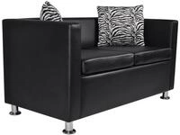 vidaXL Sofa, 2-Sitzer-Sofa Kunstleder Schwarz
