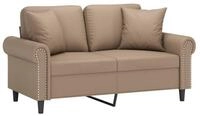vidaXL Sofa 2-Sitzer-Sofa mit Zierkissen Cappuccino-Braun 120 cm Kunstleder