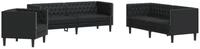 vidaXL Sofa 3-tlg. Chesterfield-Sofa-Set Schwarz Kunstleder