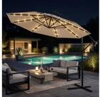 Swing&Harmonie Sonnenschirm mit LED Beleuchtung Luxus Ampelschirm 300 / 350cm, Garten