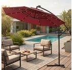 Swing&Harmonie Sonnenschirm mit LED Beleuchtung Luxus Ampelschirm 300 / 350cm, Garten