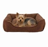 lionto Hundebett mit abnehmbaren Bezug, modernes Hundesofa 75x60 cm, braun,...