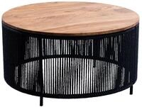 M2 Kollektion Couchtisch SIMON, &Oslash; 75 cm, Braun, Schwarz, Akazienholz massiv,