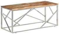vidaXL Couchtisch Couchtisch Silbern Edelstahl und Altholz Massivholz (1-St)