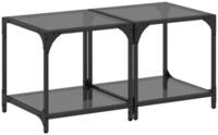 vidaXL Couchtisch Couchtische mit Glasplatte 2 Stk. Schwarz 40x40x40 cm Stahl...