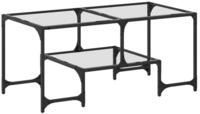 vidaXL Couchtisch Couchtisch mit Glasplatte Transparent 98,5x50x45 cm Stahl...
